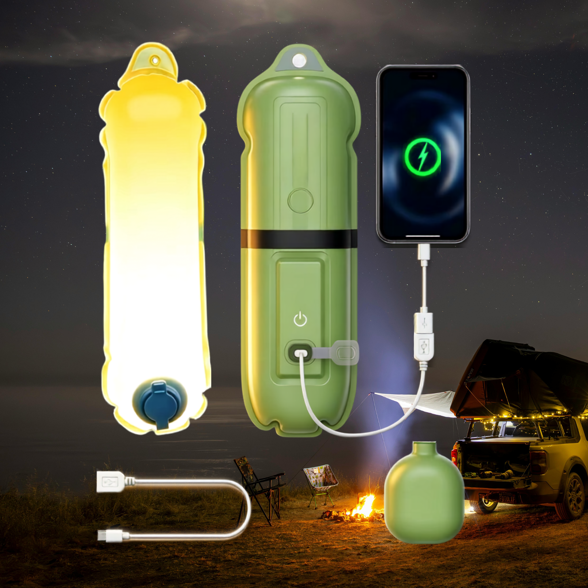 AirGlow AeroBeam Model B60 - Inflatable Tactical Light &amp; Power Bank