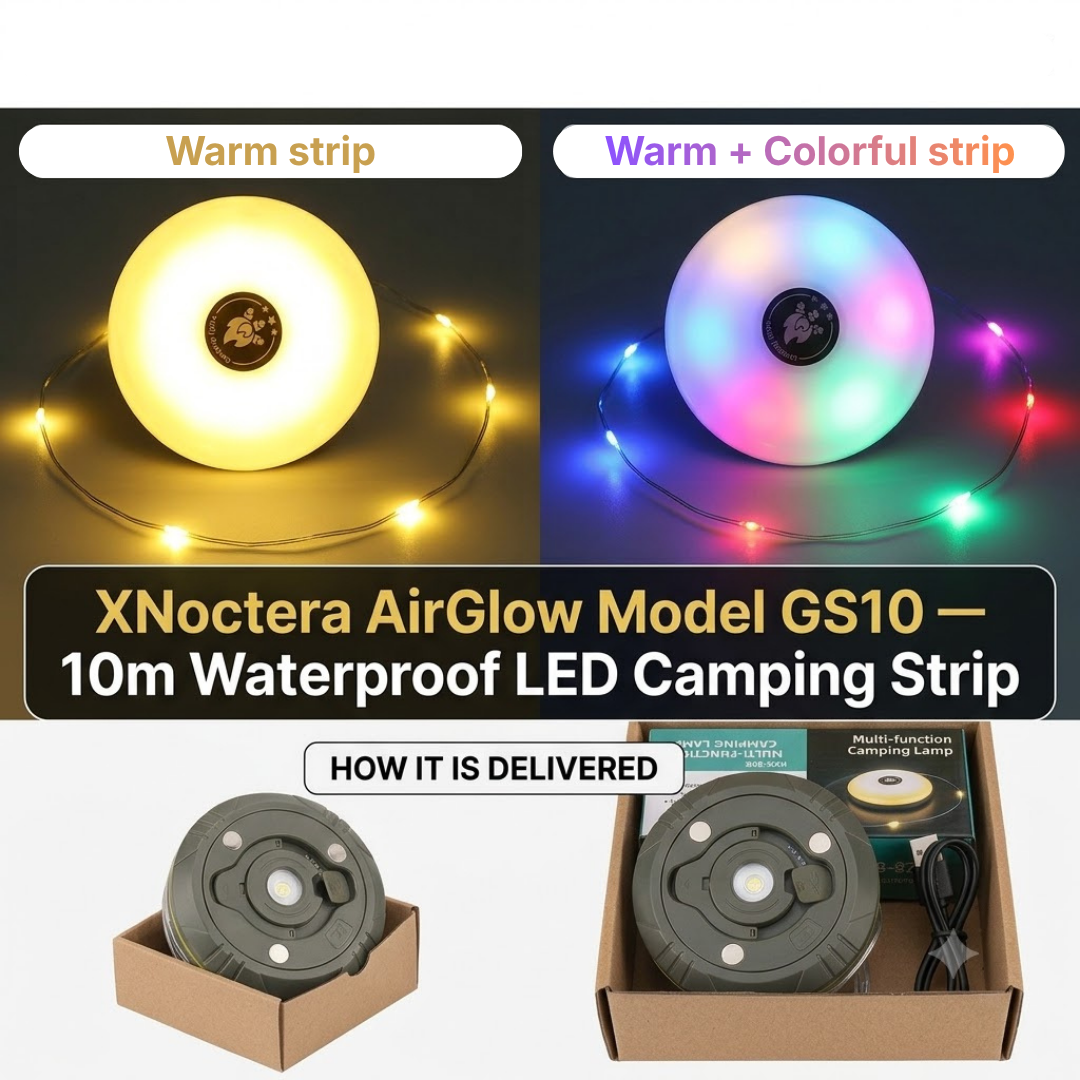 XNoctera AirGlow Model GS10 — 10m Outdoor LED Camping Strip