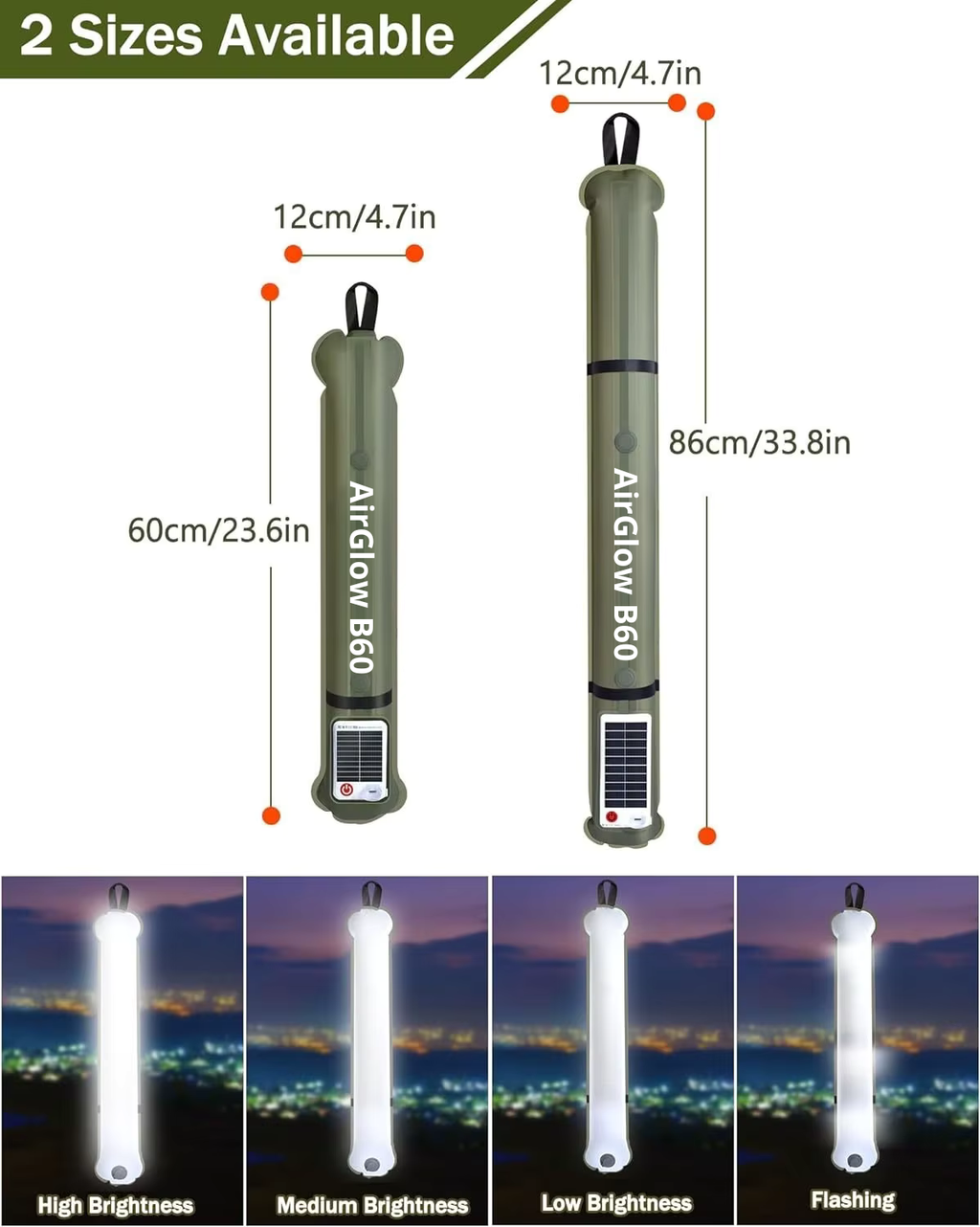 AirGlow AeroBeam Model B60 - Inflatable Tactical Light &amp; Power Bank