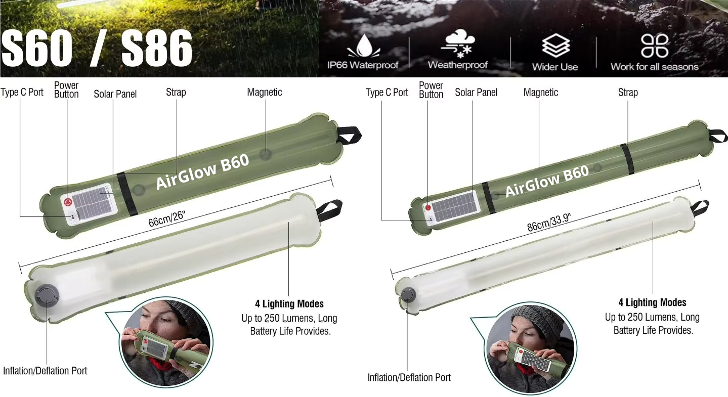 AirGlow AeroBeam Model B60 - Inflatable Tactical Light &amp; Power Bank